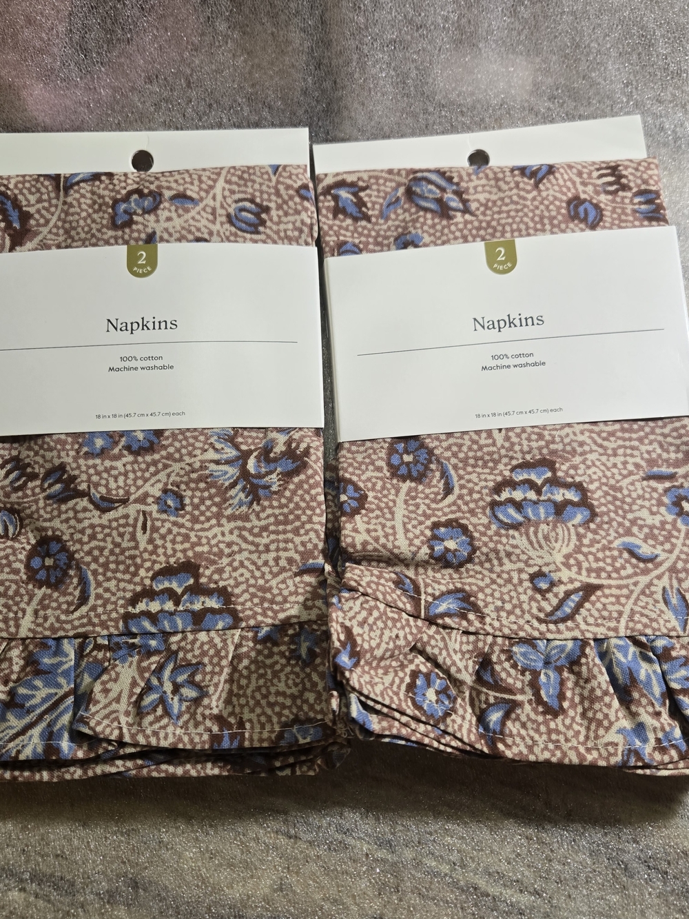 Threshold Brown and Blue Floral Cotton Napkins - 2 Pack